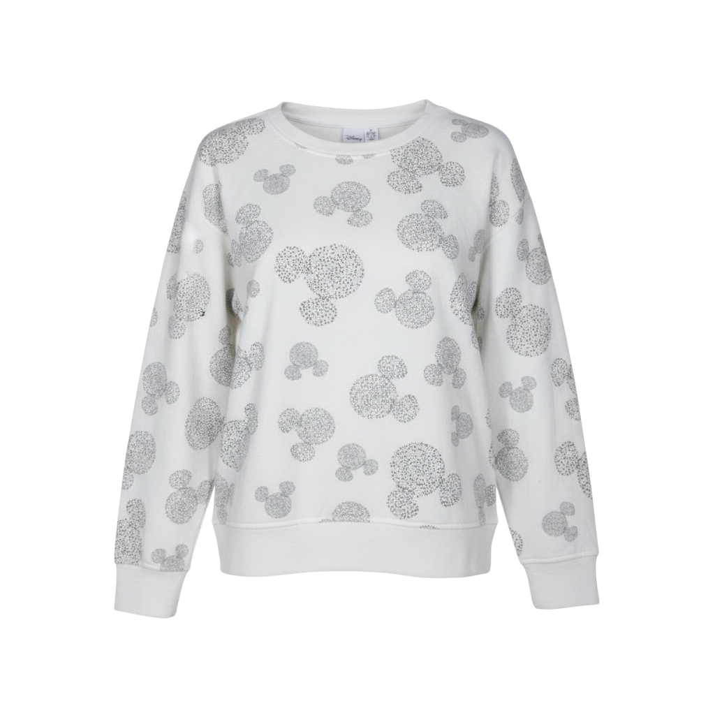 Disney Primark Womens White Mickey Mouse Print Pullover Sweatshirt Size M