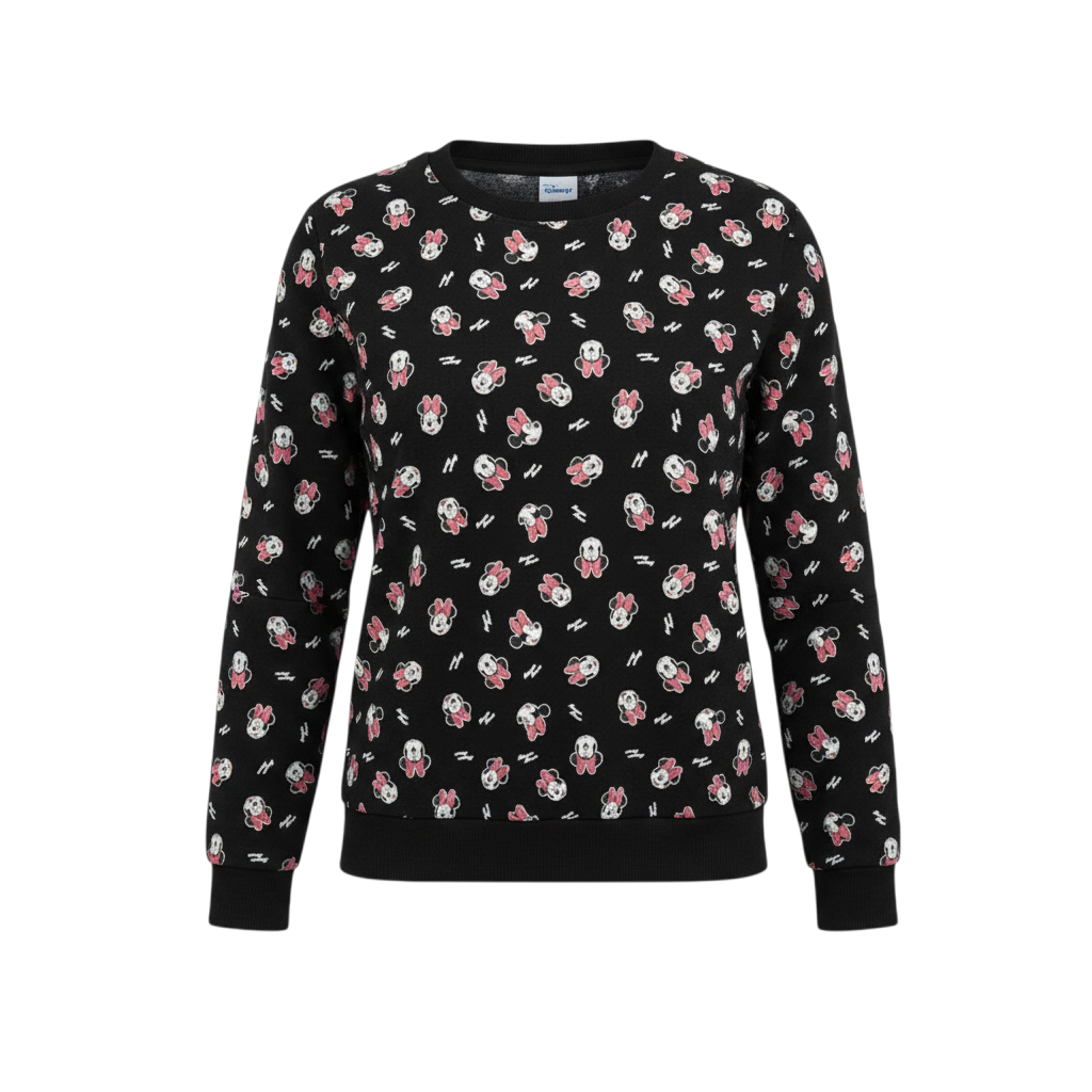 Disney Women Black Minnie Mouse Pullover Sweatshirt XL
