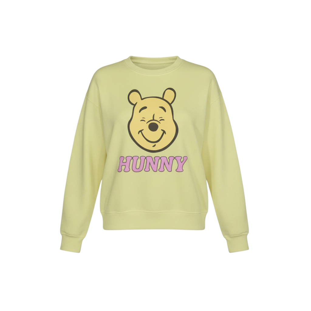 Disney Women Yellow XS Winnie the Pooh Hunny Pullover Sweatshirt