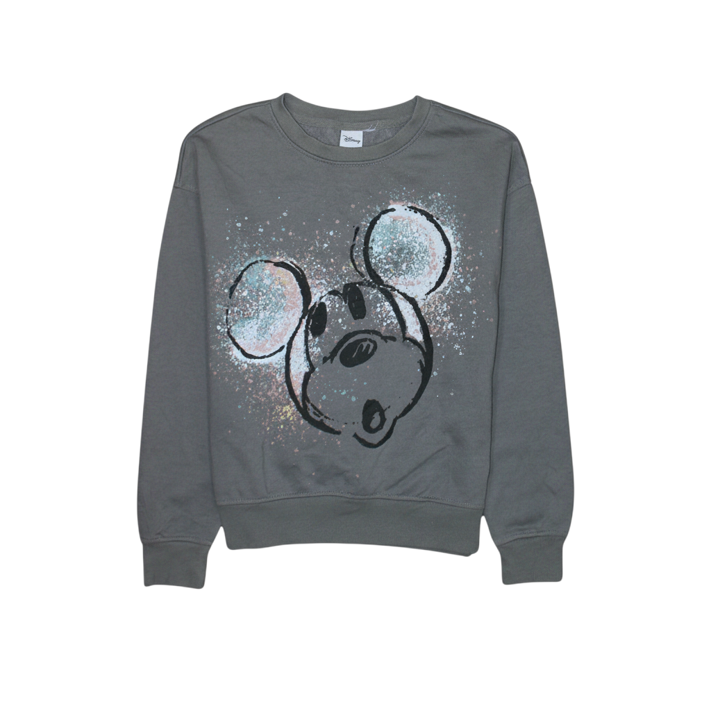 Disney Women’s Grey Mickey Mouse Pullover Sweatshirt 2XS