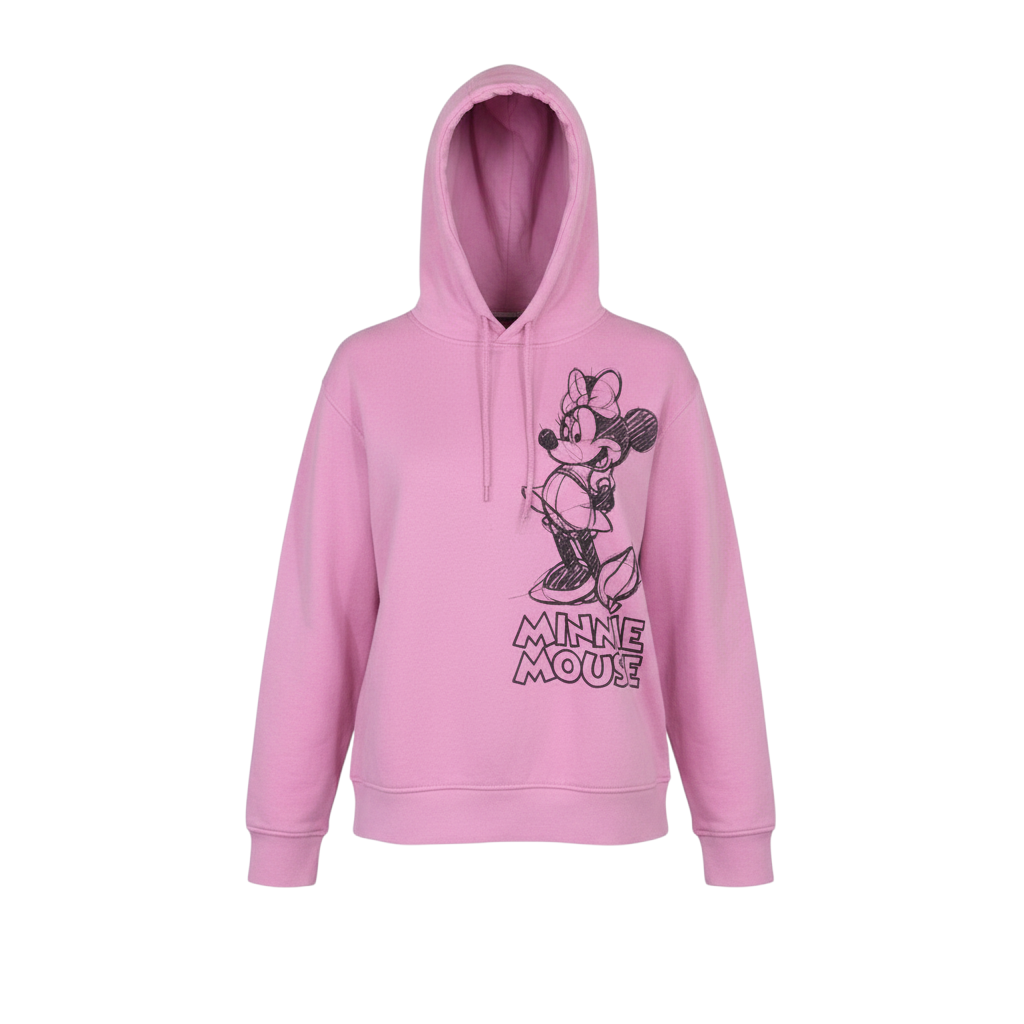 Disney Womens Pink Minnie Mouse Pullover Hoodie Size 10 Casual