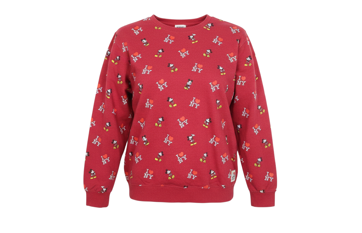 Disney Store Womens Red Mickey Mouse I Love NY Sweatshirt 2XL Cotton Blend