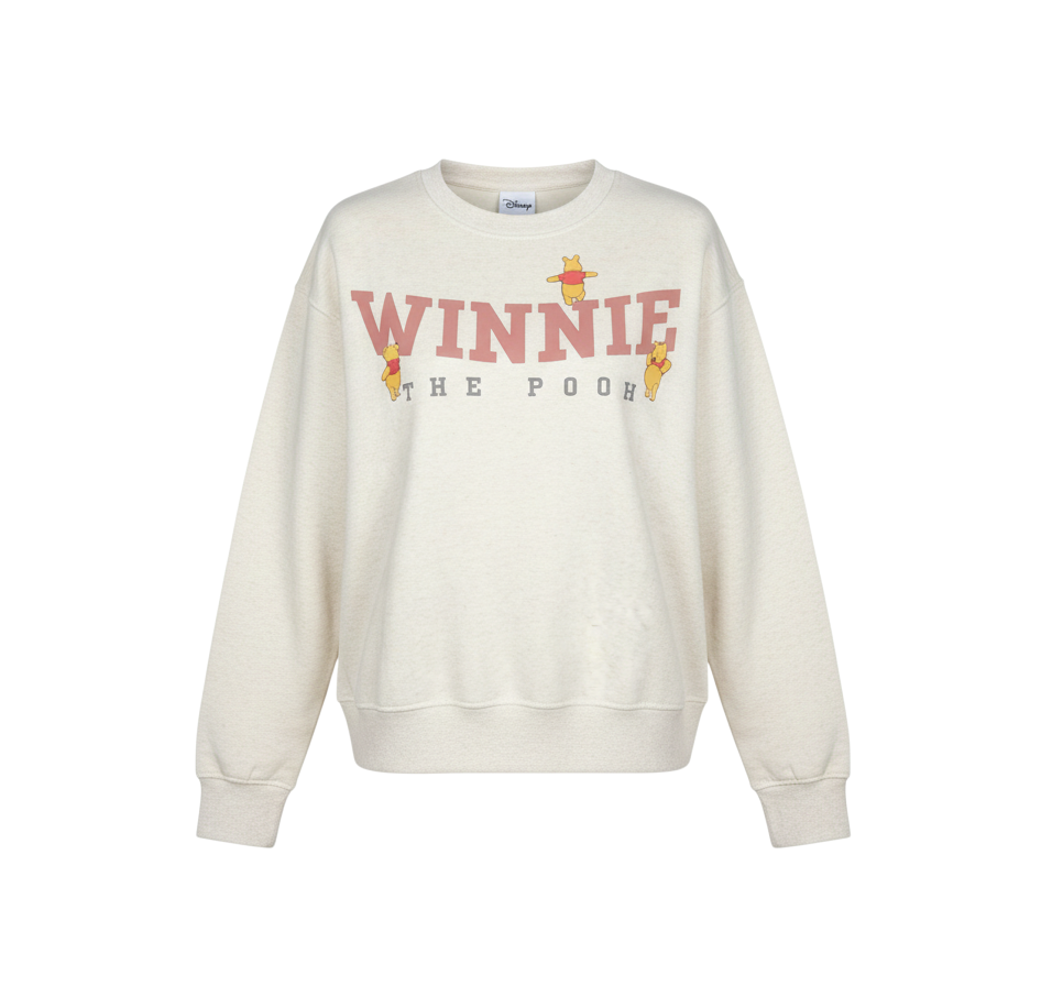 Disney Women Beige XS Winnie the Pooh Crew Neck Sweatshirt