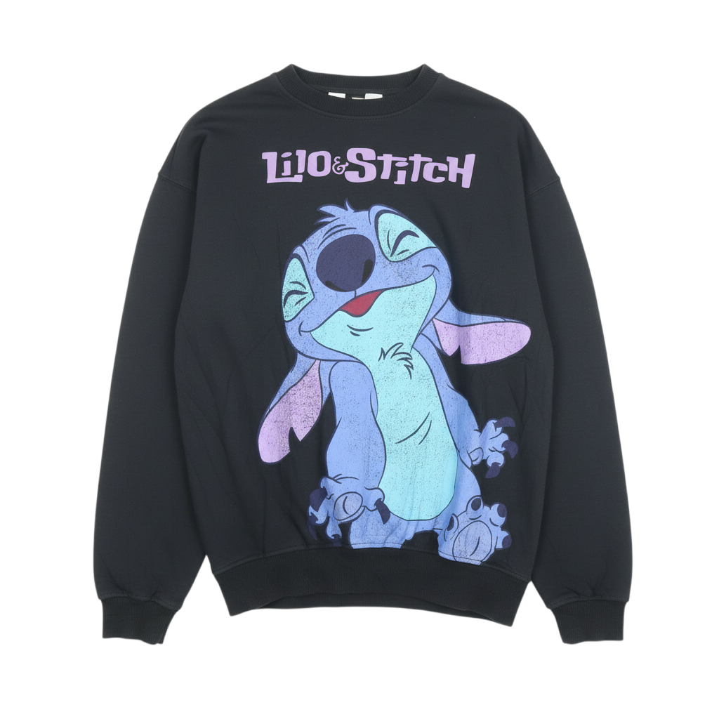 H&M Girls Black Lilo & Stitch Graphic Pullover Sweatshirt 13-14 Years