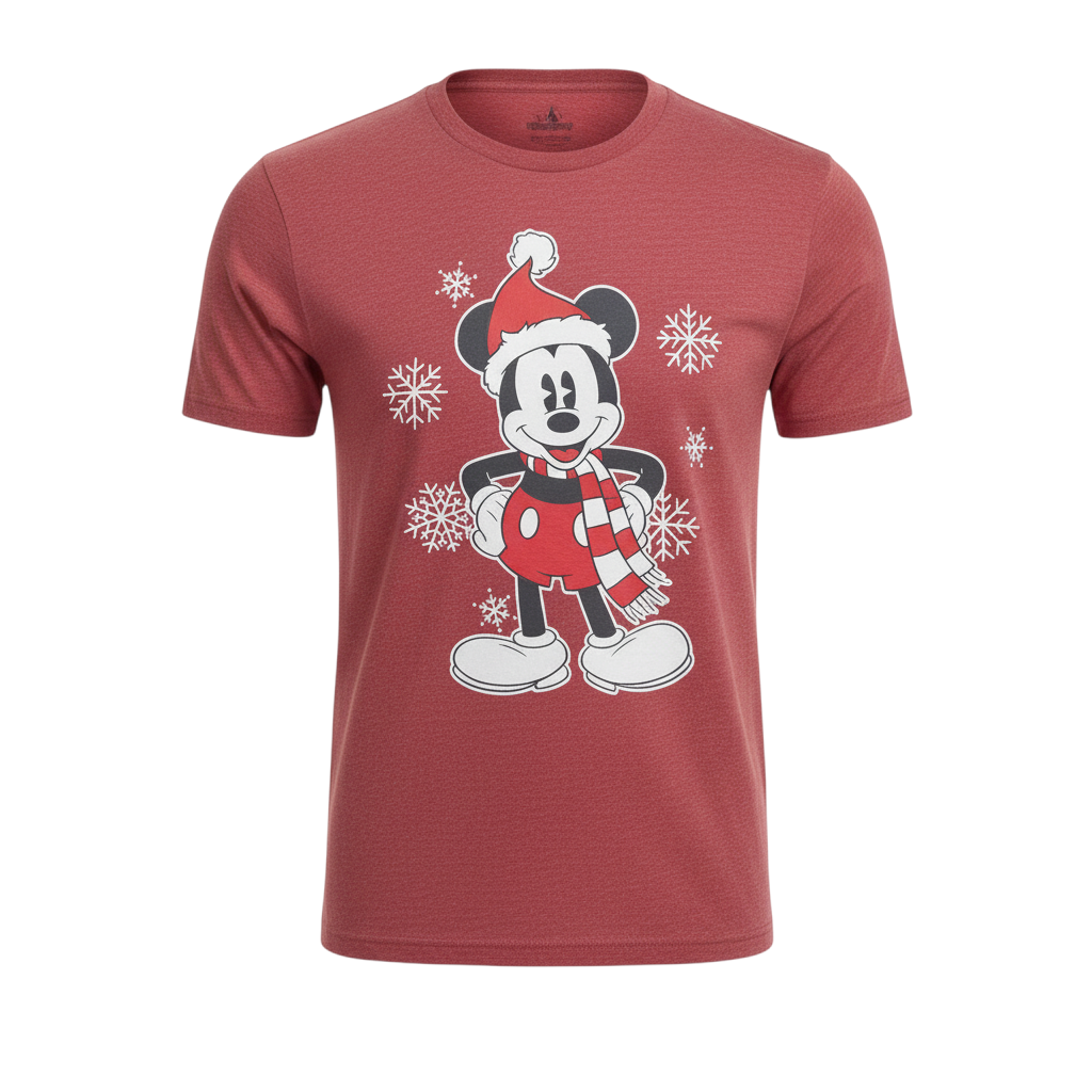 Disney Men's Red Mickey Mouse Christmas Graphic T-Shirt XL