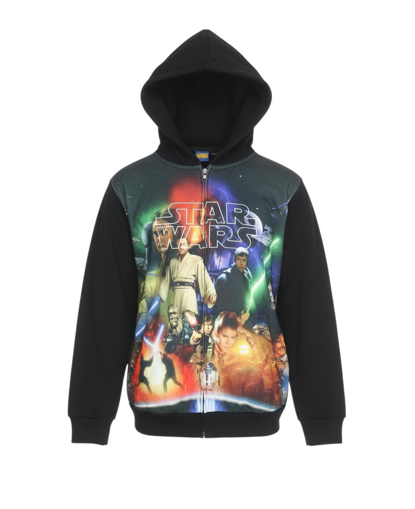 Star Mens Wars Black Full Zip Hoodie L Movie Graphic Sweatshirt