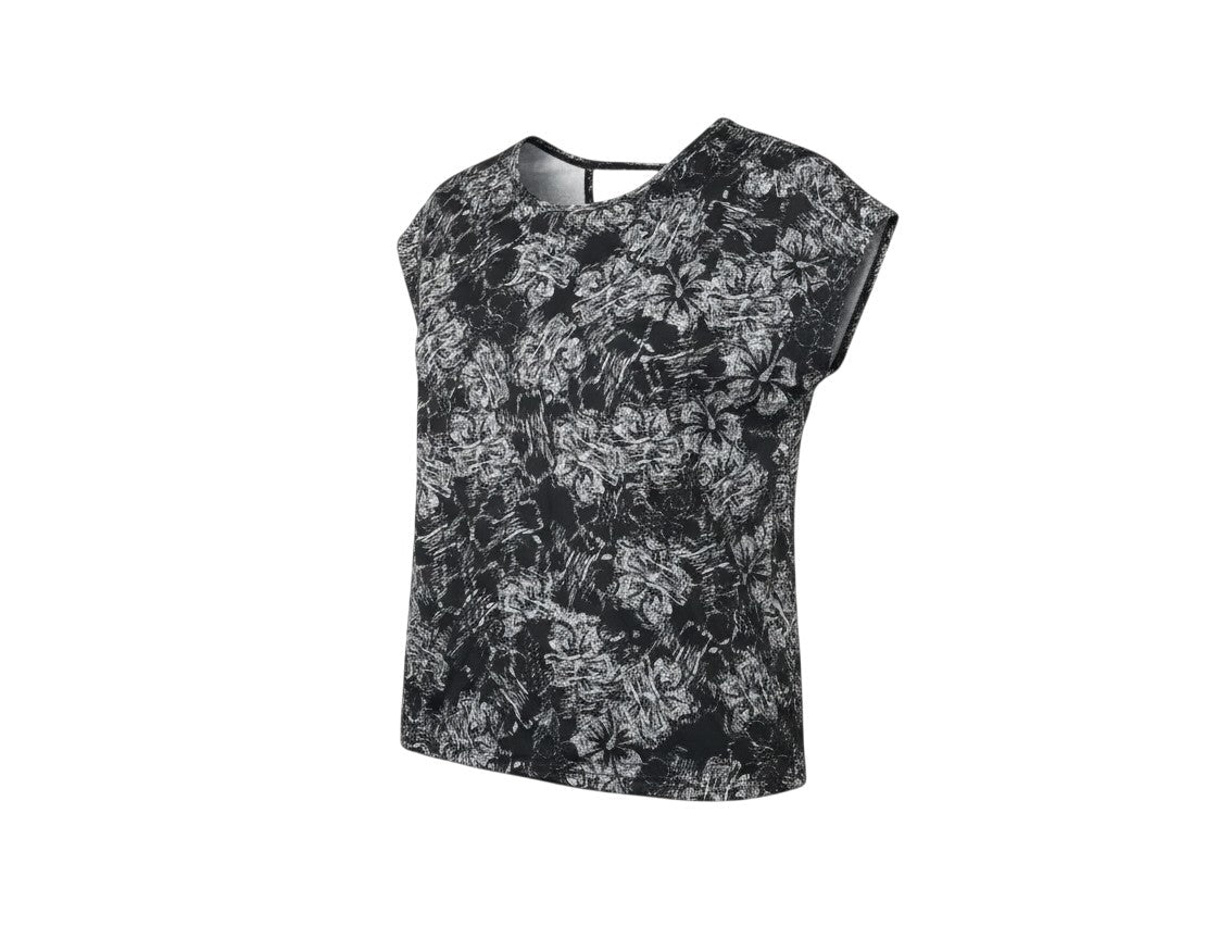 Athletic Works Womens Black Floral  Basic Casual Size S