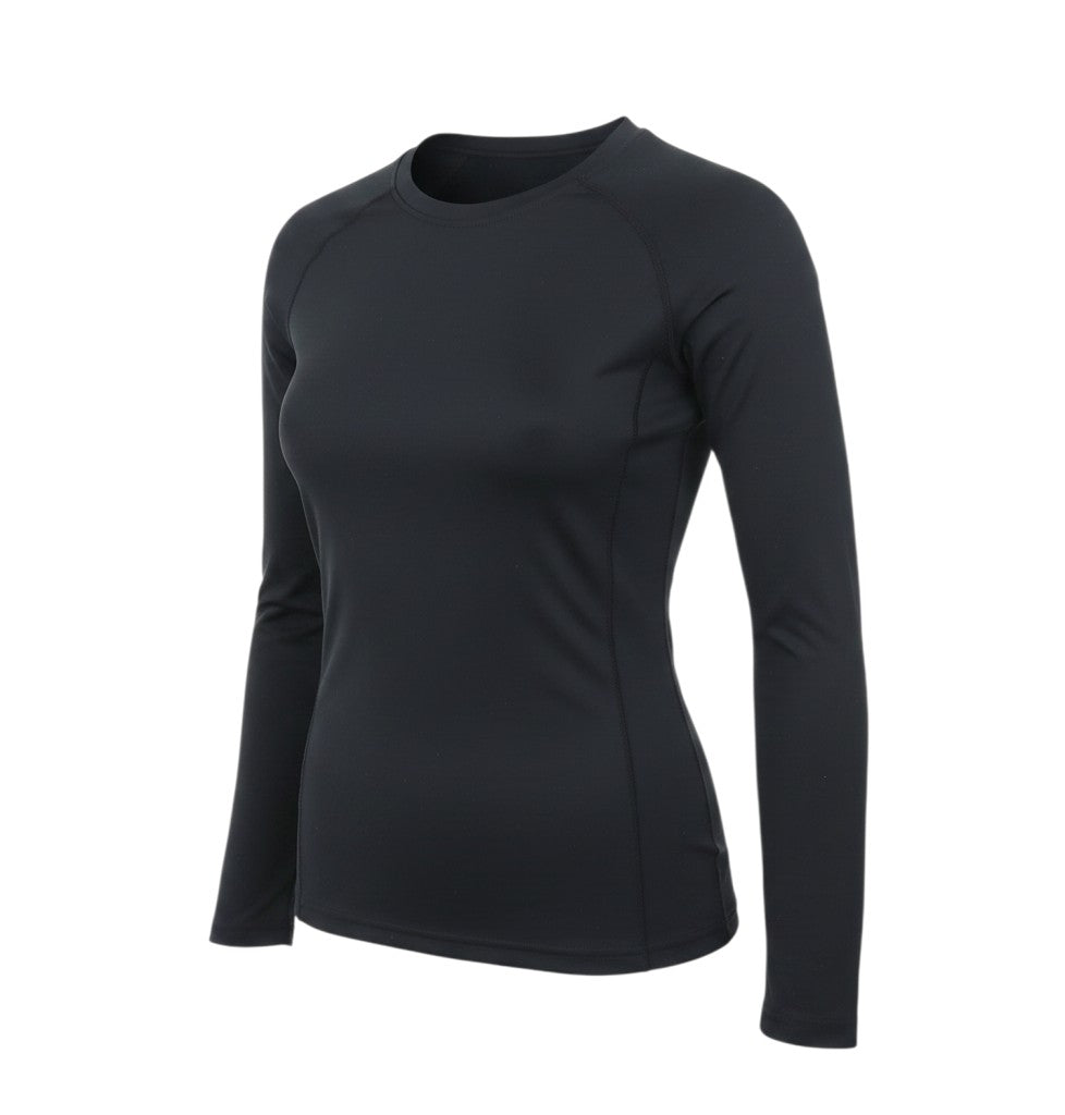Prewornwholesale black long sleeve slim fit active top with raglan sleeves and crew neckline for women