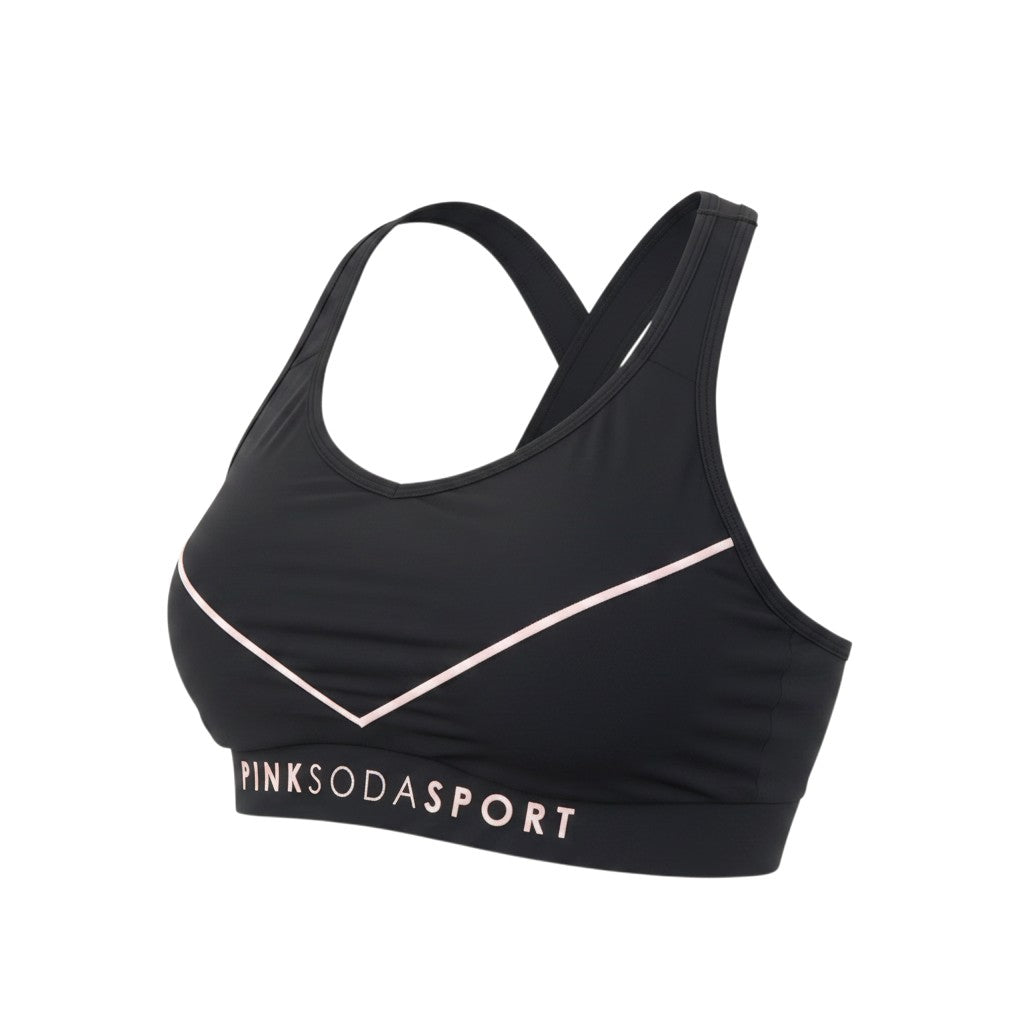 Pink Soda Sport Women Black Size 10 Sports Bra Racerback Medium Support