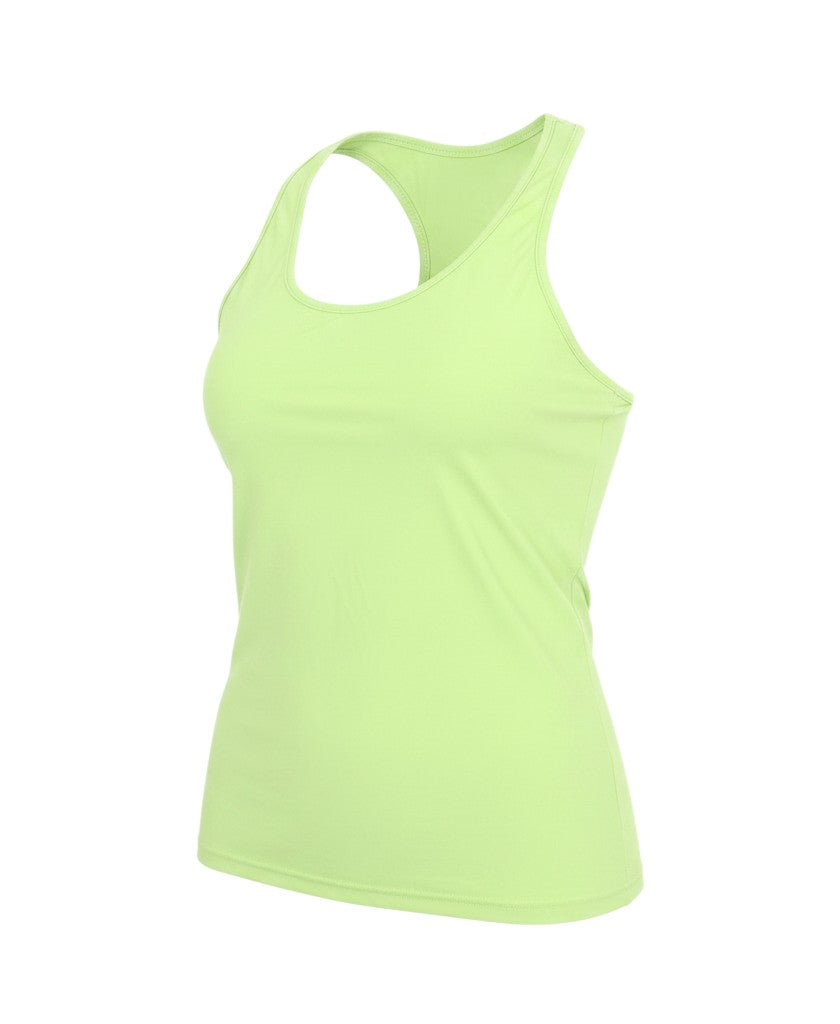 Prewornwholesale Denchi women's lime green polyester scoop neck racerback tank top for athletic wear