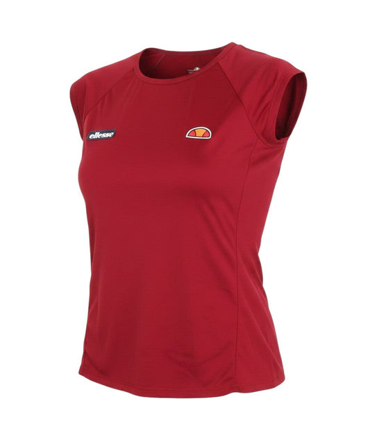 Prewornwholesale Ellesse women's red sleeveless athletic pullover t-shirt with crew neck and logo detail