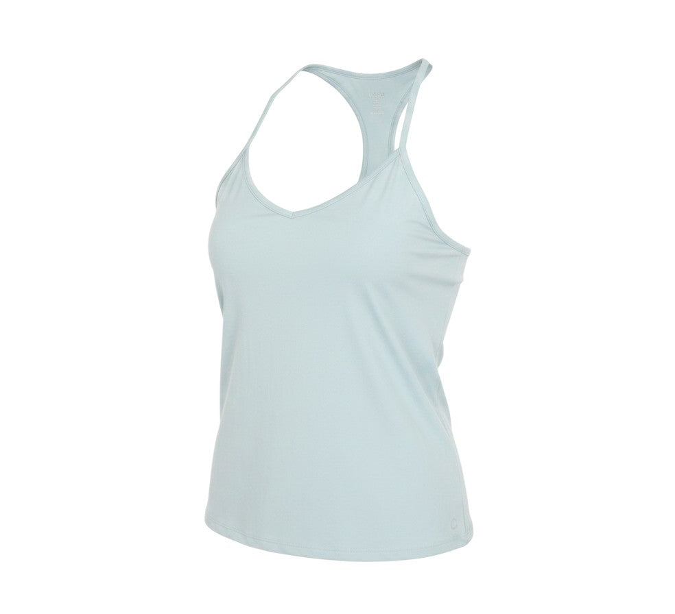 Prewornwholesale GOODMOVE light green polyester racerback camisole tank top with a scoop neck