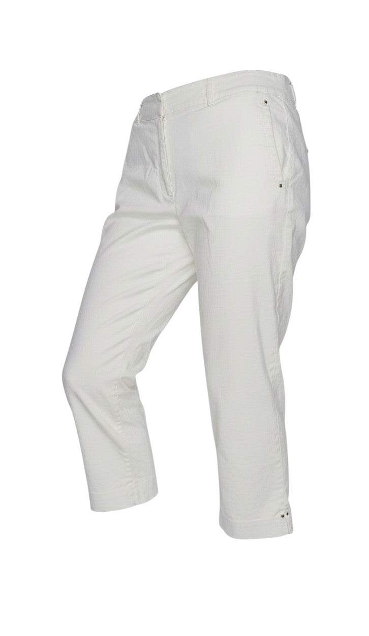 Marks & Spencer Portfolio Women Ivory UK 18 Cotton Tapered Trousers