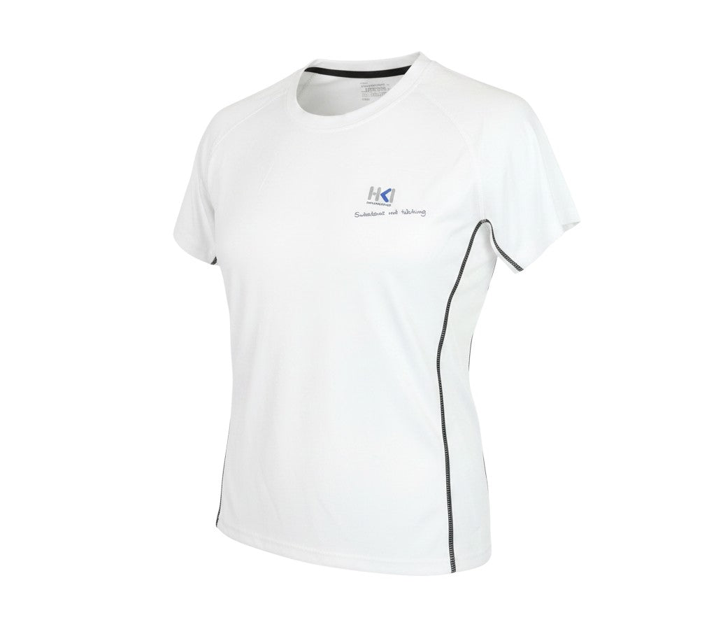 Prewornwholesale James and Nicholson white moisture-wicking polyester gym t-shirt with raglan sleeves
