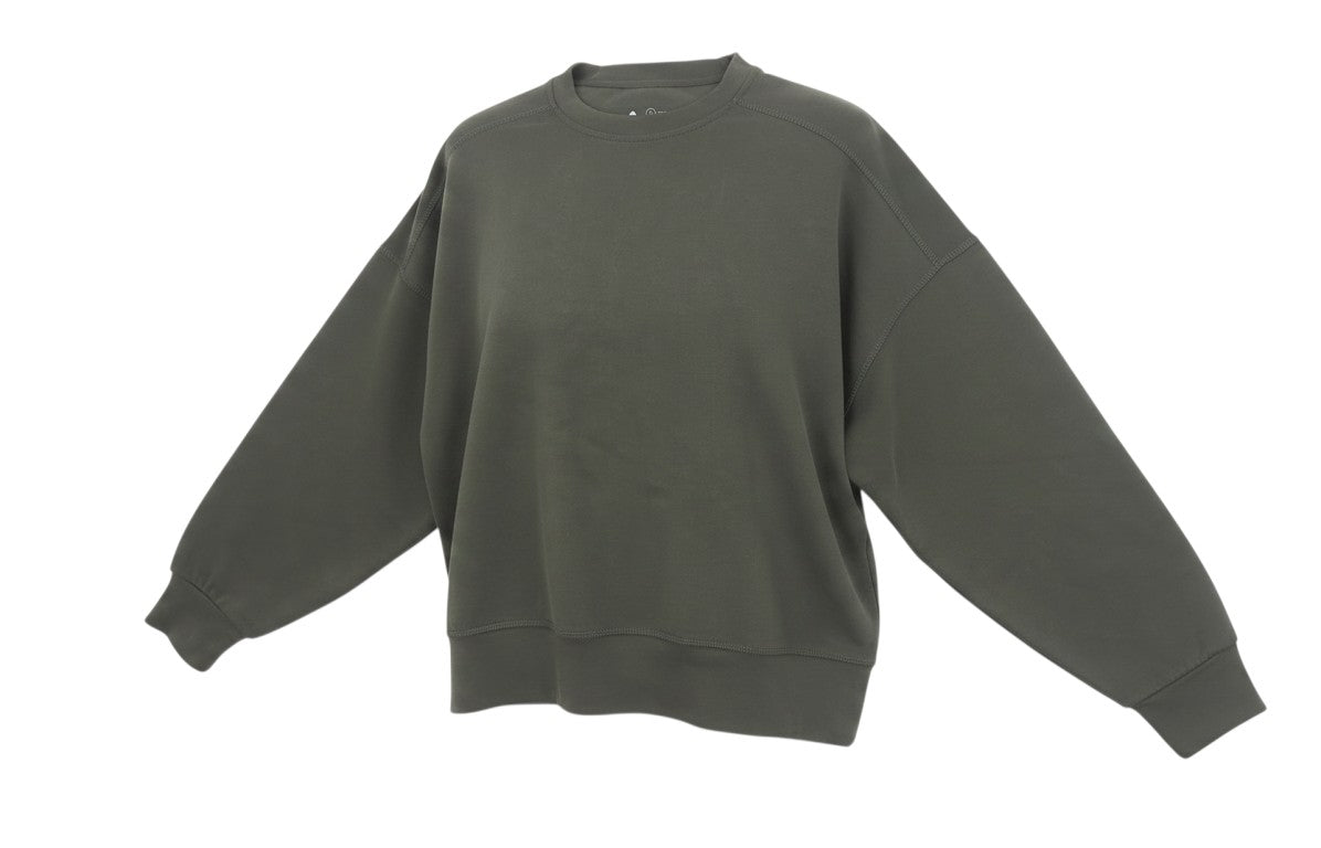 Prewornwholesale Dunnes Stores khaki green relaxed fit crew neck sweatshirt with raglan sleeves in soft jersey fabric