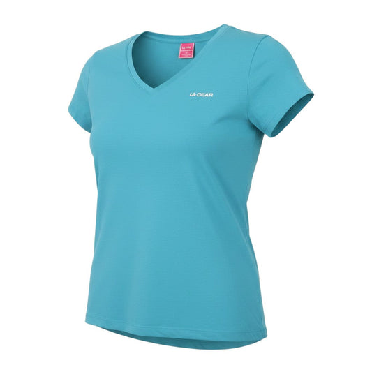 LA Gear Women's Blue V-Neck Short Sleeve Active T-Shirt UK 18