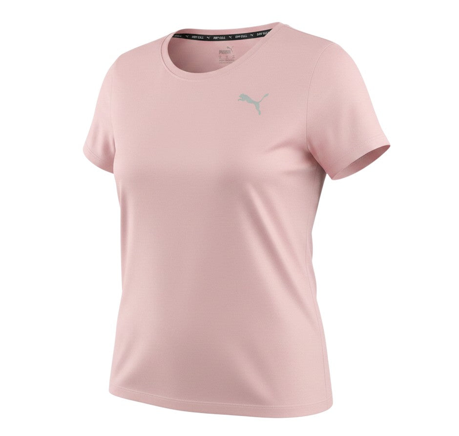 Prewornwholesale pink Puma women's crew neck activewear t-shirt with moisture-wicking Dry Cell technology