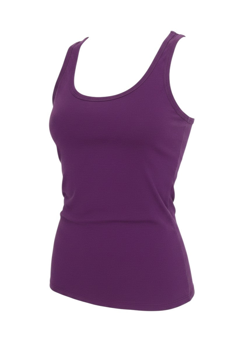 Prewornwholesale TALLY WEiJL purple round neck tank top in polyester fabric
