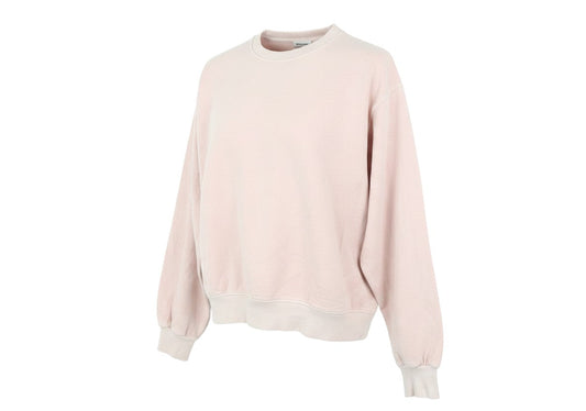 Prewornwholesale Reebok women's blush pink crew neck pullover sweatshirt with ribbed cuffs and hem in cotton blend