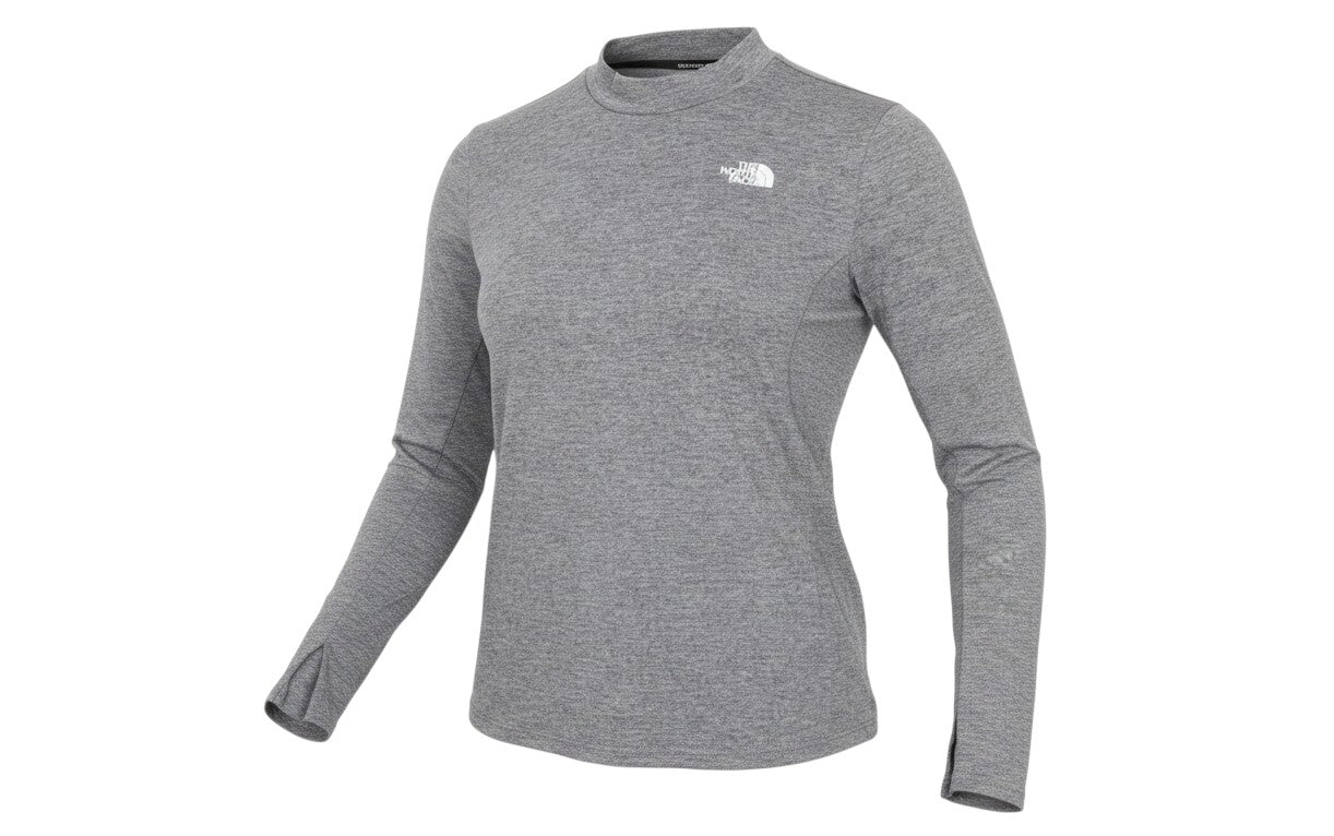 Prewornwholesale The North Face women's grey long sleeve active t-shirt with thumbholes and chest logo