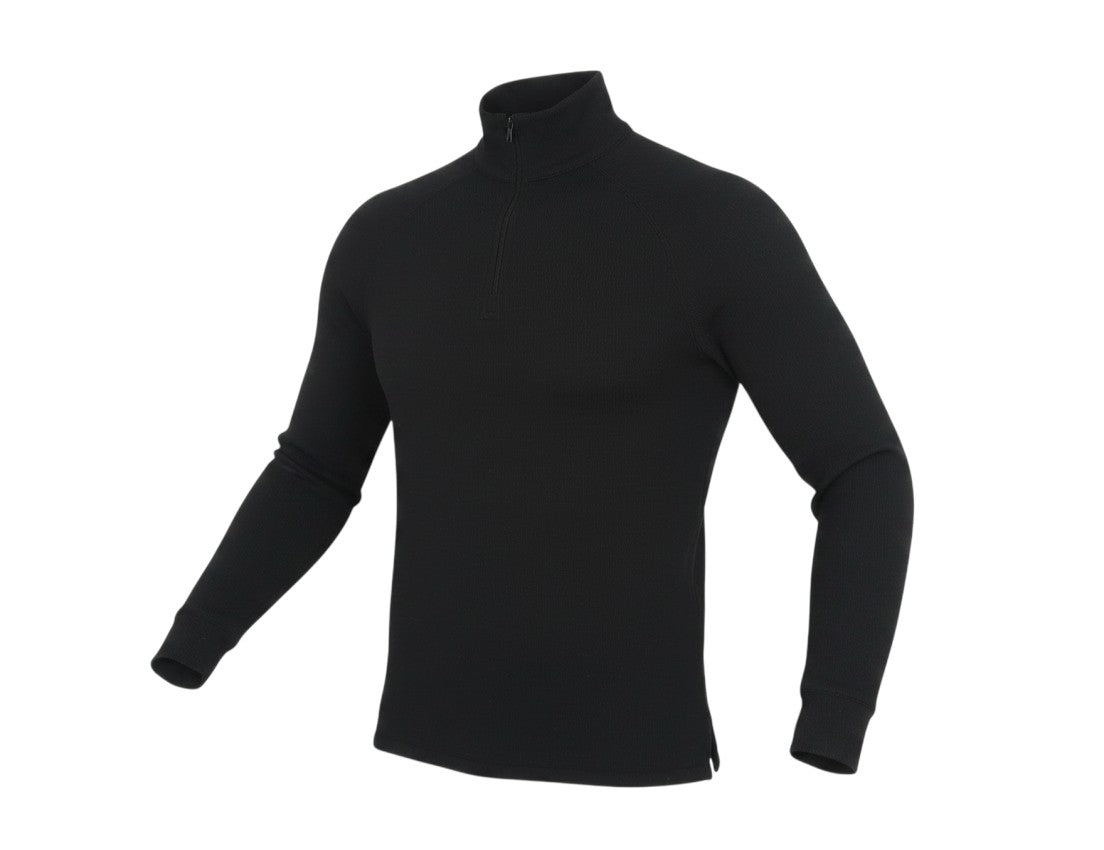 Prewornwholesale Trespass unisex black pullover with a high neck and quarter-zip closure in a lightweight knit fabric.